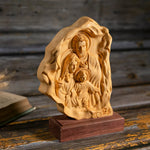 Southern European Boxwood Holy Family Blessing Ornament - Engraved with Your Surname - mokarve