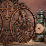 Sacred Heart of Jesus and Heart of Mary Plaque - 2023 New Religious Christmas Gift - mokarve