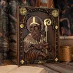 mokarve Saint Patrick Wood Carved Icon Religious Gift Wall Hanging Art Work - mokarve