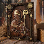 mokarve Saint Patrick Wood Carved Icon Religious Gift Wall Hanging Art Work - mokarve