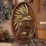 Native American Indian woman natural wood carving decoration, native day gift - mokarve