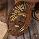 Native American Indian woman natural wood carving decoration, native day gift - mokarve