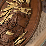 Native American Indian woman natural wood carving decoration, native day gift - mokarve