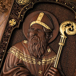 mokarve Saint Patrick Wood Carved Icon Religious Gift Wall Hanging Art Work - mokarve