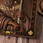 mokarve Saint Patrick Wood Carved Icon Religious Gift Wall Hanging Art Work - mokarve