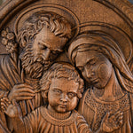 Holy family wood carving plaque - Best wall decor for home - mokarve