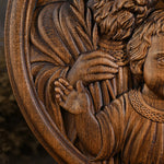 Holy family wood carving plaque - Best wall decor for home - mokarve