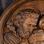 Holy family wood carving plaque - Best wall decor for home - mokarve