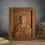 Jesus Christ Pantocrator Wood Carving - design detail