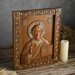 Jesus Christ Pantocrator Wood Carving - mokarve