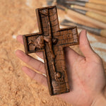 mokarve 6 inches Savior Jesus Cross Wood carving - Mini version - mokarve