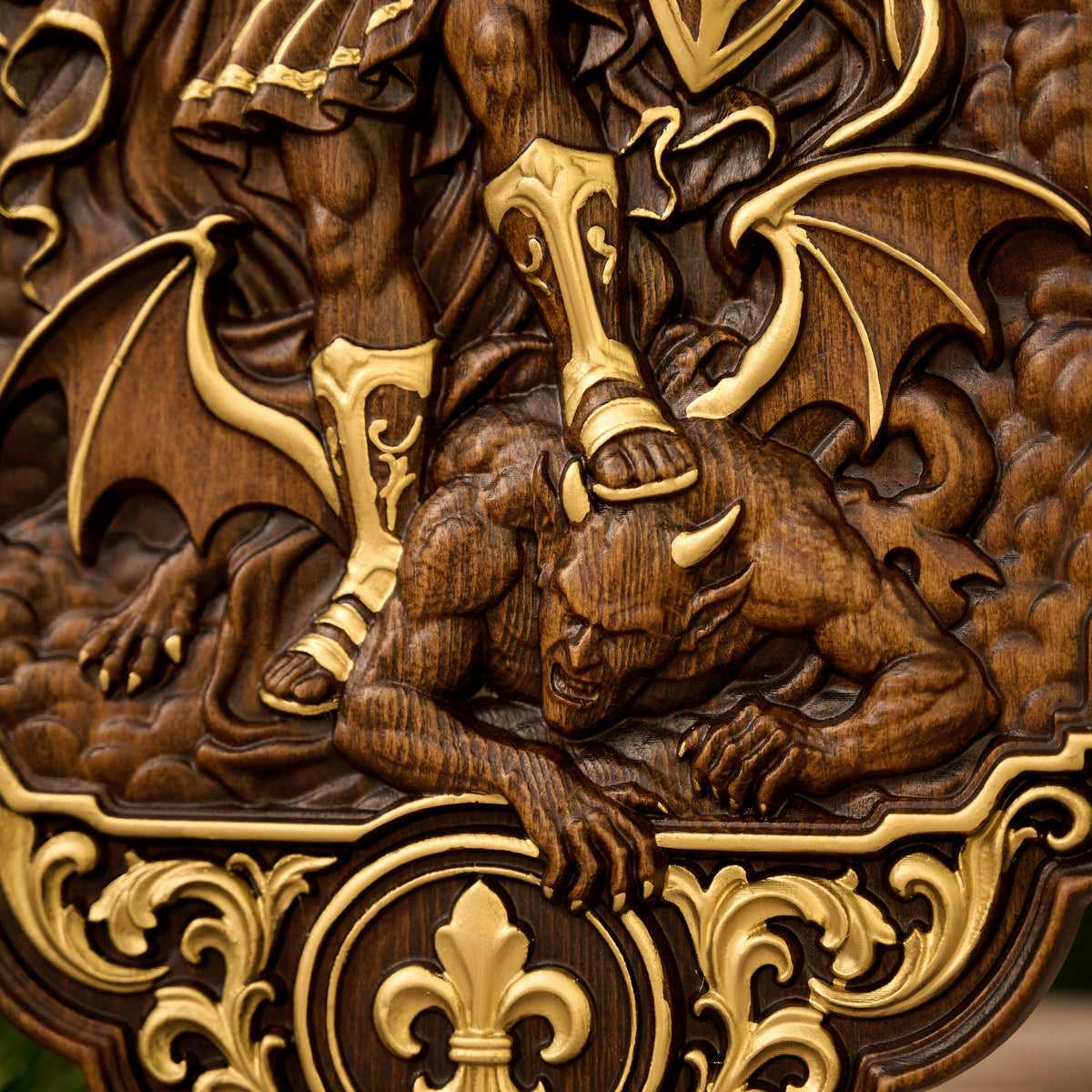 St. Michael the Archangel Beechwood Wall Plaque – Carved Catholic Wall Art