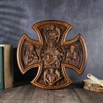 Trinity Jesus and Mary Wood Cross - mokarve