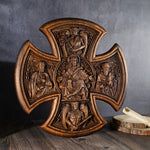Trinity Jesus and Mary Wood Cross - mokarve