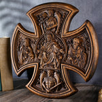 Trinity Jesus and Mary Wood Cross - mokarve