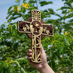 Holy Grail Wood Craving Cross-Handmade Religious Medal Gift - mokarve