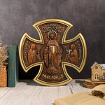 Trinity Jesus and Mary Wood Cross - mokarve