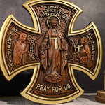 Trinity Jesus and Mary Wood Cross - mokarve