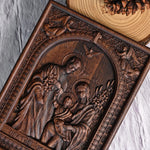 Beechwood Holy Family Wall Hanging: Carving Devotion in Wood, Bringing Sacred Warmth - mokarve