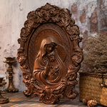Mother Mary with Baby Jesus Wood Carving Decor - mokarve