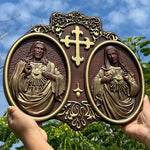 Sacred Heart of Jesus and Heart of Mary Plaque - 2023 New Religious Christmas Gift - mokarve