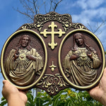 Sacred Heart of Jesus and Heart of Mary Plaque - 2023 New Religious Christmas Gift - mokarve