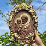 Saint Joseph Wood Carved Religious icon Fatehrs day Christian gift Wall Hanging Art Work gift ideas Birthday Gifts - mokarve