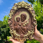 Saint Joseph Wood Carved Religious icon Fatehrs day Christian gift Wall Hanging Art Work gift ideas Birthday Gifts - mokarve