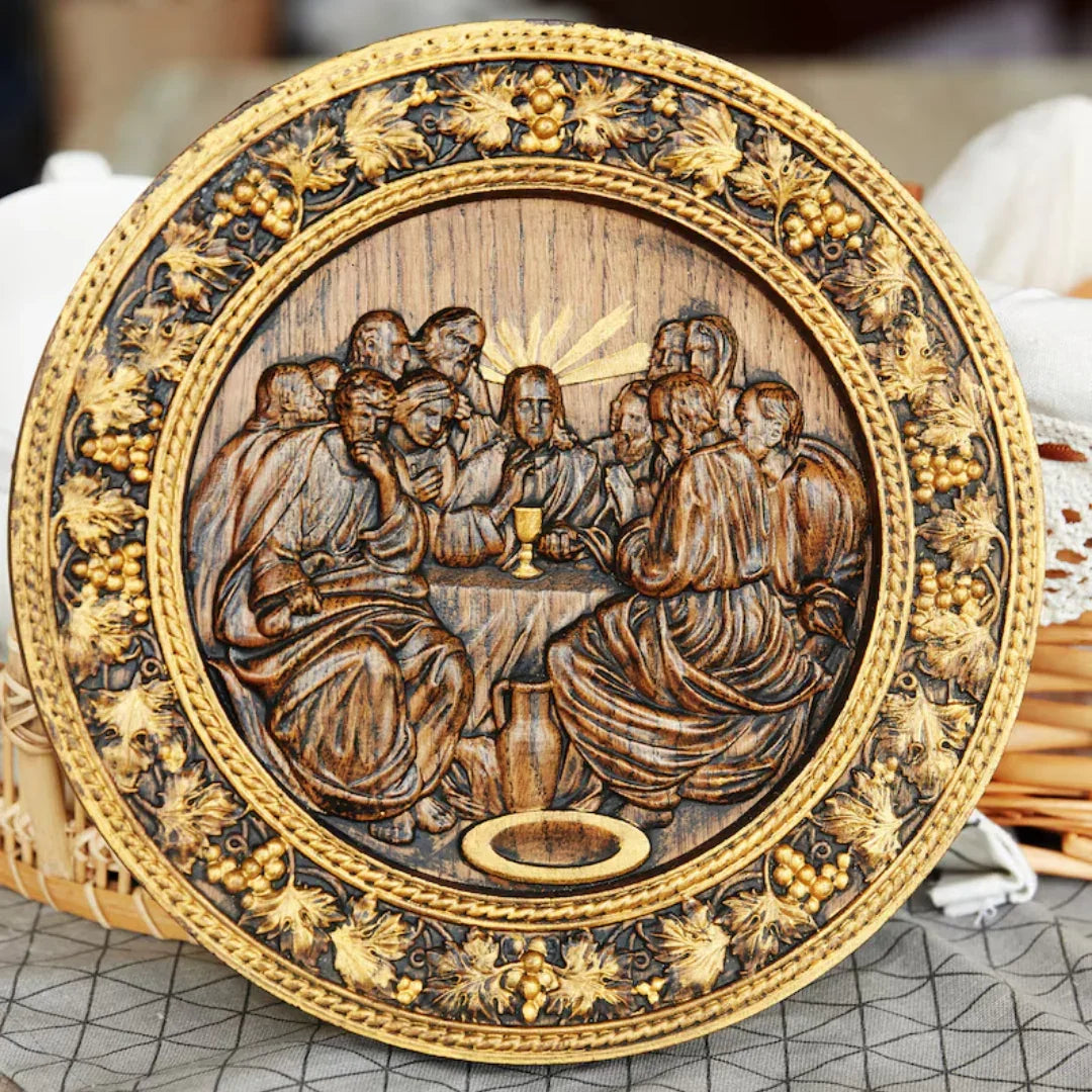 The Last Supper Round Wooden Sculpture - mokarve