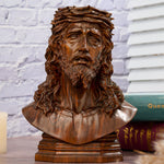 Boxwood Jesus Crown with Thorns Half-Length Desktop Ornament - Christian gift presentation