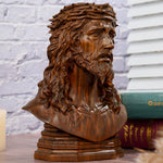 Boxwood Jesus Crown with Thorns Half-Length Desktop Ornament - side view