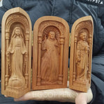 Hand-carved Portable Church - Mini Christian Triptych Altar - mokarve