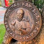 St. Francis of Assisi Patron Saint of Animals Religious Icon - Natural Wood Wall Decoration Hanging Souvenir - mokarve