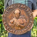 St. Francis of Assisi Patron Saint of Animals Religious Icon - Natural Wood Wall Decoration Hanging Souvenir - mokarve