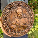 St. Francis of Assisi Patron Saint of Animals Religious Icon - Natural Wood Wall Decoration Hanging Souvenir - mokarve
