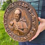 St. Francis of Assisi Patron Saint of Animals Religious Icon - Natural Wood Wall Decoration Hanging Souvenir - mokarve