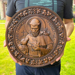 St. Francis of Assisi Patron Saint of Animals Religious Icon - Natural Wood Wall Decoration Hanging Souvenir - mokarve