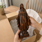 Hand-carved boxwood icon of the Immaculate Heart of Mary