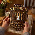 Veteran Memorial Plaque: "I Am A Veteran - My Enlistment Oath Has No Expiration Date" - craftsmanship detail