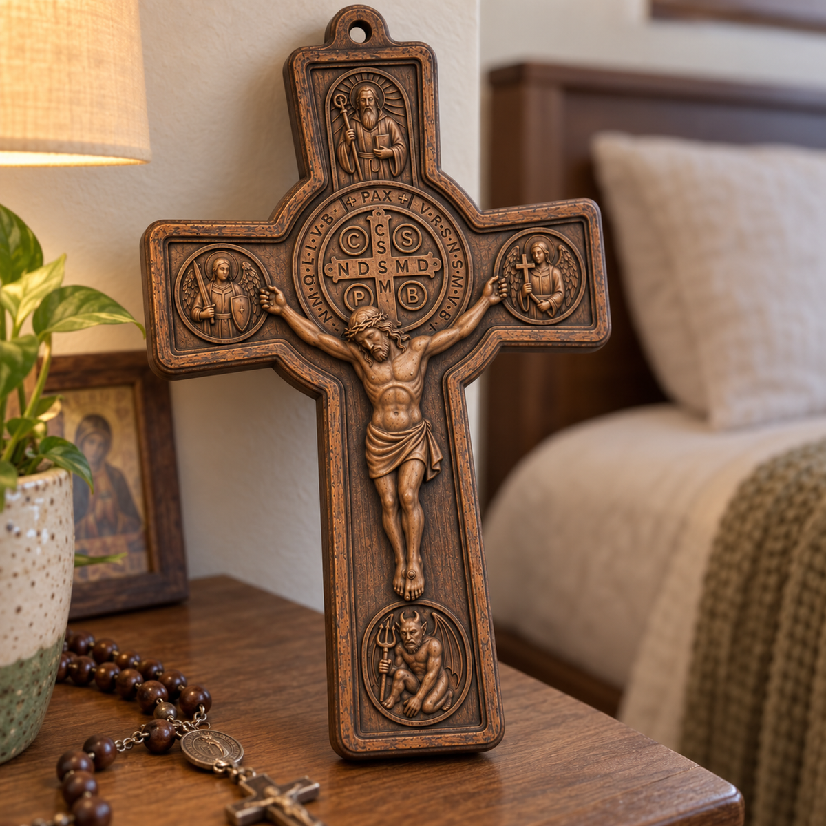 Saint Benedict Beechwood Crucifix — Wall Cross
