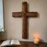 Hand-Carved Beechwood Intertwined Cross of Unity in Christ - product view