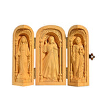 Hand-carved Portable Church - Mini Christian Triptych Altar - mokarve