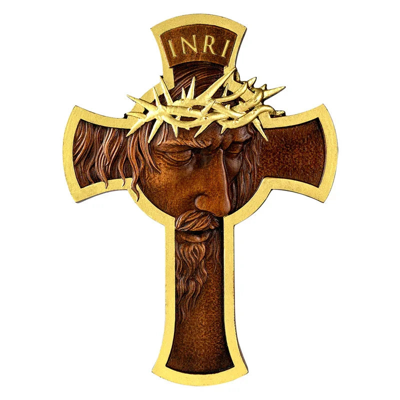 Jesus Crown of Thorns Crucifix Wooden Large Crucifix for Christian home decor and prayer spaces