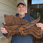 Eagle & Flag Wood Wall Plaque - Handcrafted American Heritage Tribute - side view