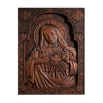 Immaculate Heart of Mary Wooden Mary statuary Christian home decor Our Lady birthday religious gift - mokarve
