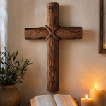 Hand-Carved Beechwood Intertwined Cross of Unity in Christ - side view