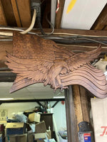 American flag with eagle wooden sign, eagle flag wood carving wall decoration, 3D engraving USA flag and bald eagle - mokarve