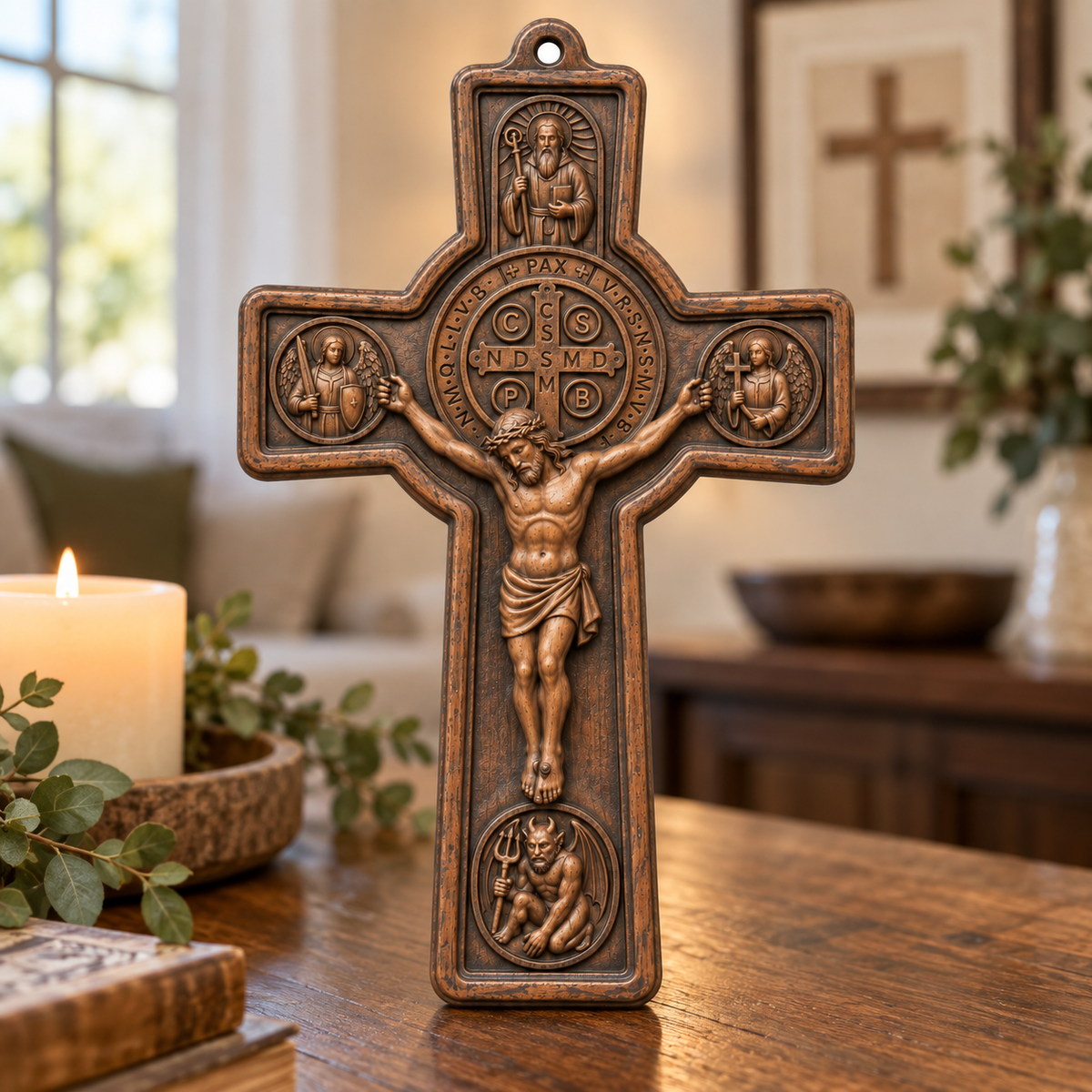 Saint Benedict Beechwood Crucifix — Wall Cross