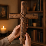 Hand-Carved Beechwood Intertwined Cross of Unity in Christ - gift presentation