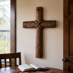 Hand-Carved Beechwood Intertwined Cross of Unity in Christ - craftsmanship detail
